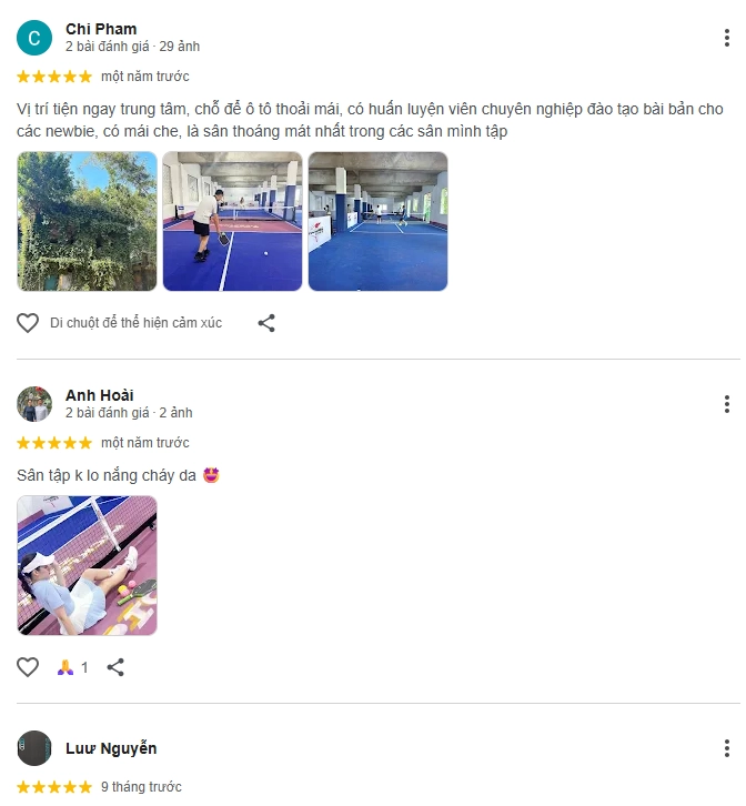 Đánh giá của người chơi tại sân Pickleball Zone 9 Hà Nội