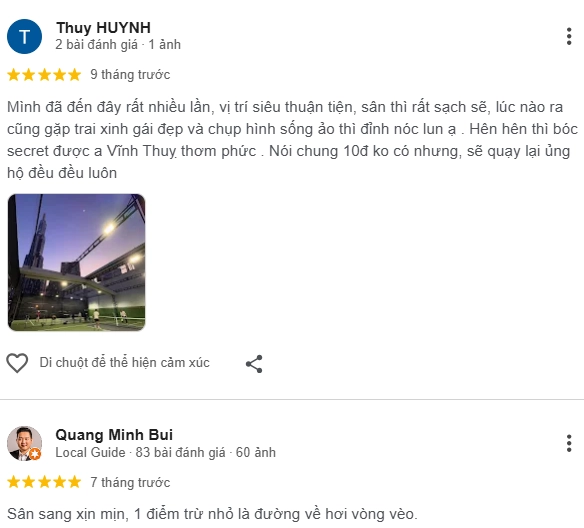 Đánh giá của người chơi tại sân Playday Pickleball