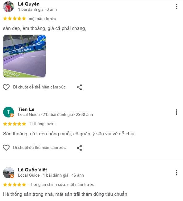 Đánh giá của người chơi tại sân Skyline Pickleball