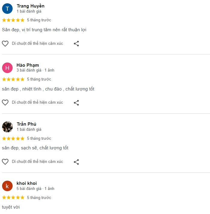 Đánh giá của người chơi tại sân Song Hà Pickleball