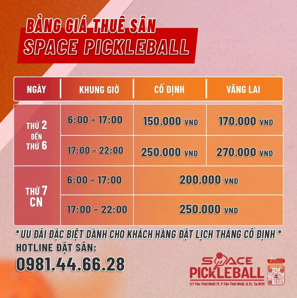 Giá thuê sân Space Pickleball