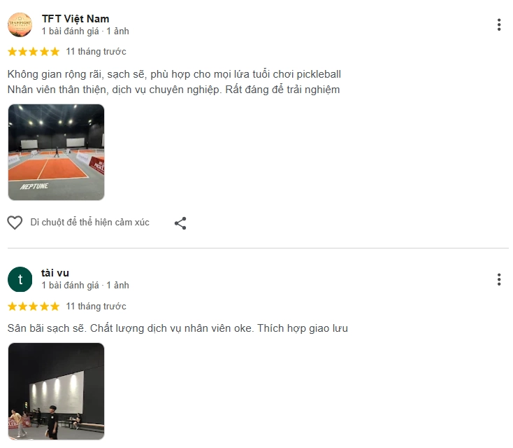 Đánh giá của người chơi tại sân Space Pickleball