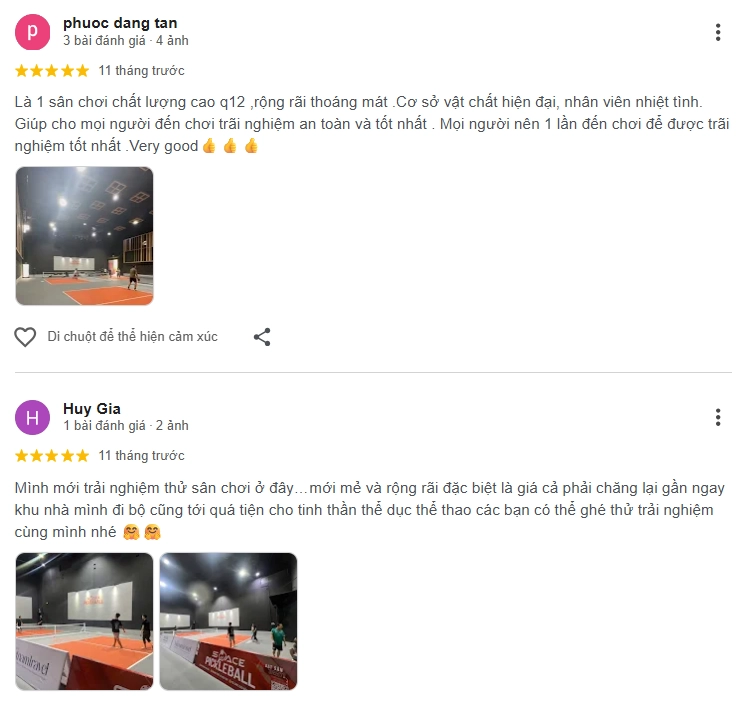 Đánh giá của người chơi tại sân Space Pickleball
