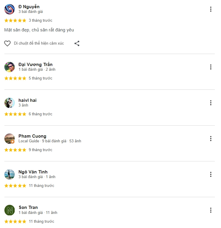 Đánh giá của người chơi tại sân SV Pickleball