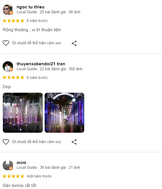 Đánh giá của người chơi tại sân Tennis An Dương