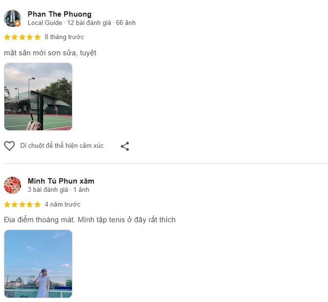 Đánh giá của người chơi tại sân tennis Việt Phố