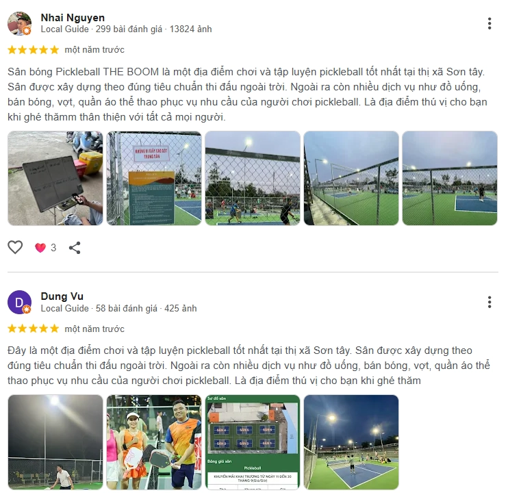 Đánh giá của người chơi tại sân The Boom Pickleball
