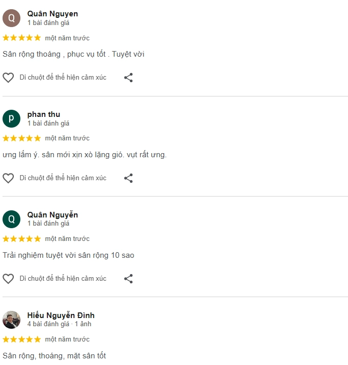 Đánh giá của người chơi tại sân The Pickle Pit