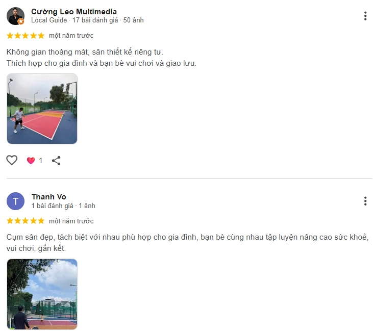 Đánh giá của người chơi tại sân Tigon Pickleball