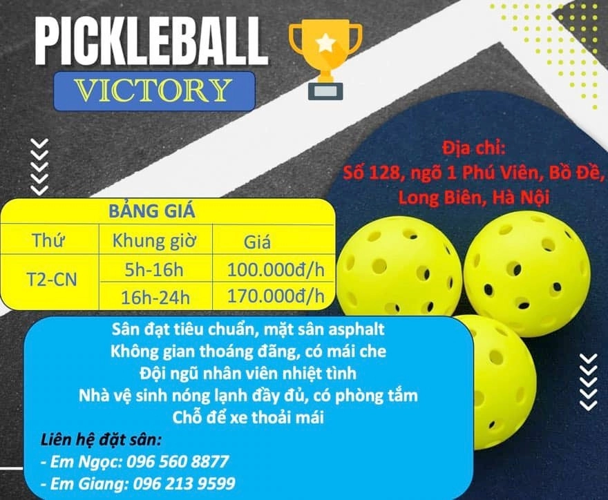 Giá thuê sân Victory Pickleball