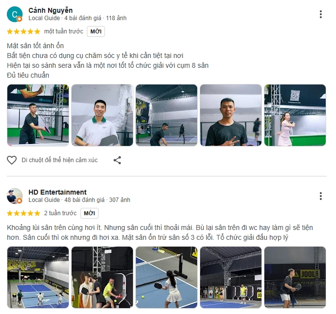 Đánh giá của người chơi tại sân SERA Pickleball Central Park
