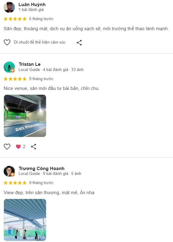 Đánh giá của người chơi tại sân Sky Pickleball