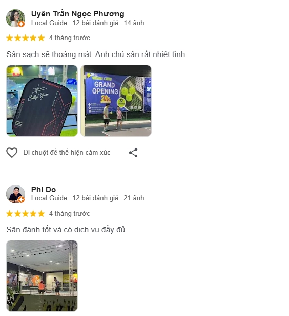 Đánh giá của người chơi tại sân Sky Pickleball 2