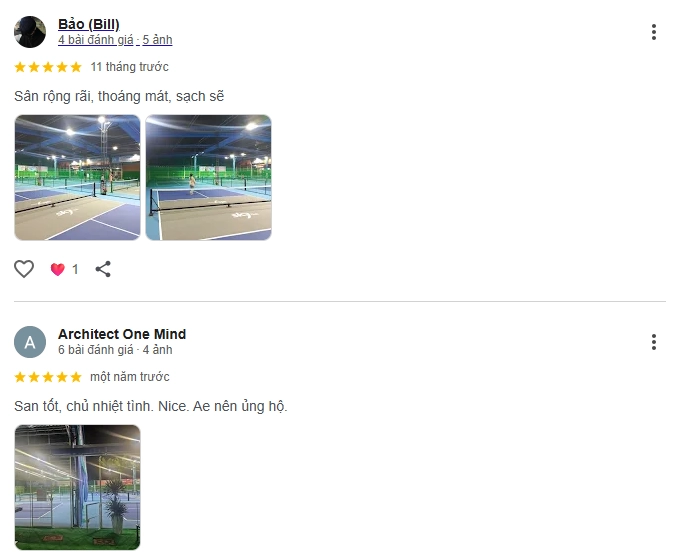 Đánh giá của người chơi tại sân Sky Pickleball Club Biên Hoà