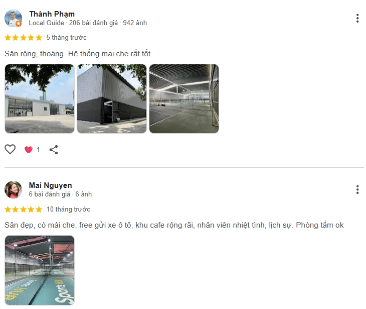 Đánh giá của người chơi tại sân SportsHub Pickleball Phạm Hùng 3