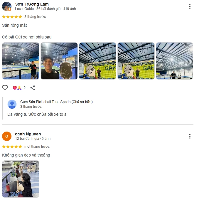 Đánh giá của người chơi tại sân Tana Pickleball 1