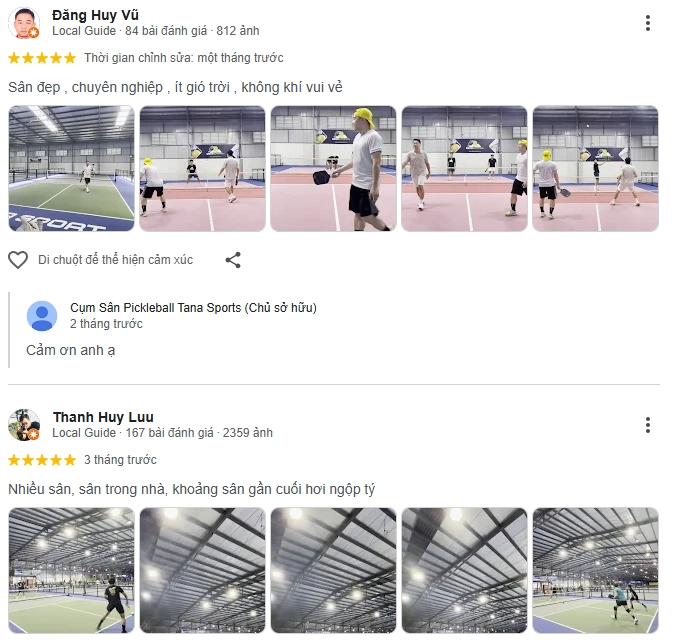 Đánh giá của người chơi tại sân Tana Pickleball 3