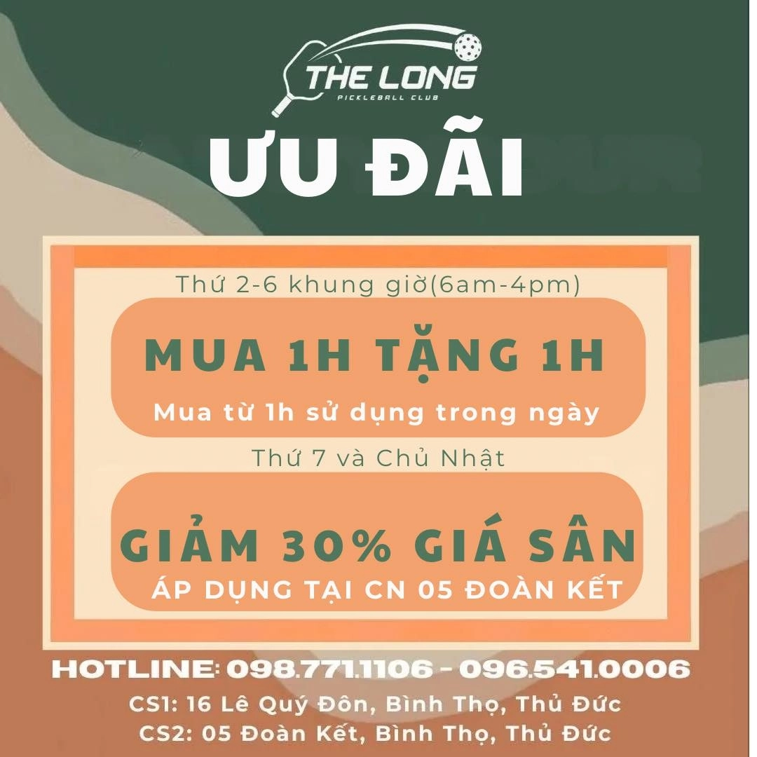 Bảng giá thuê sân The Long pickleball 2 thủ đức