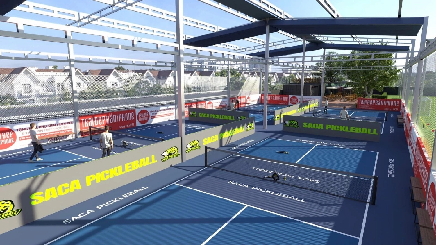 Thi công phần mái che sân pickleball