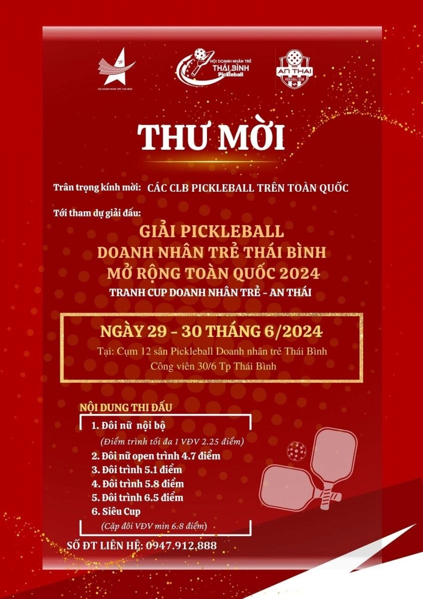 Thư mời tham gia giải pickleball