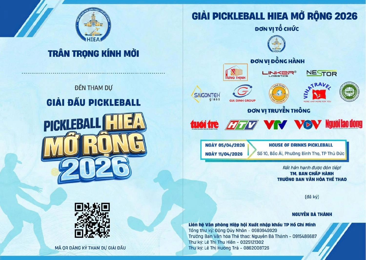 Thư mời tham gia giải pickleball