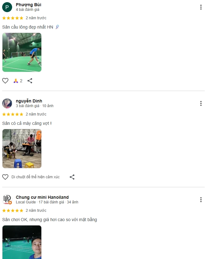 Đánh giá của người chơi tại Tiến Dinh Sport sân cầu lông