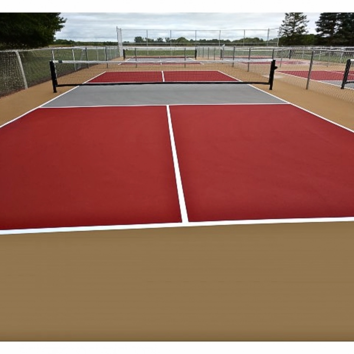 sân pickleball màu đỏ gạch