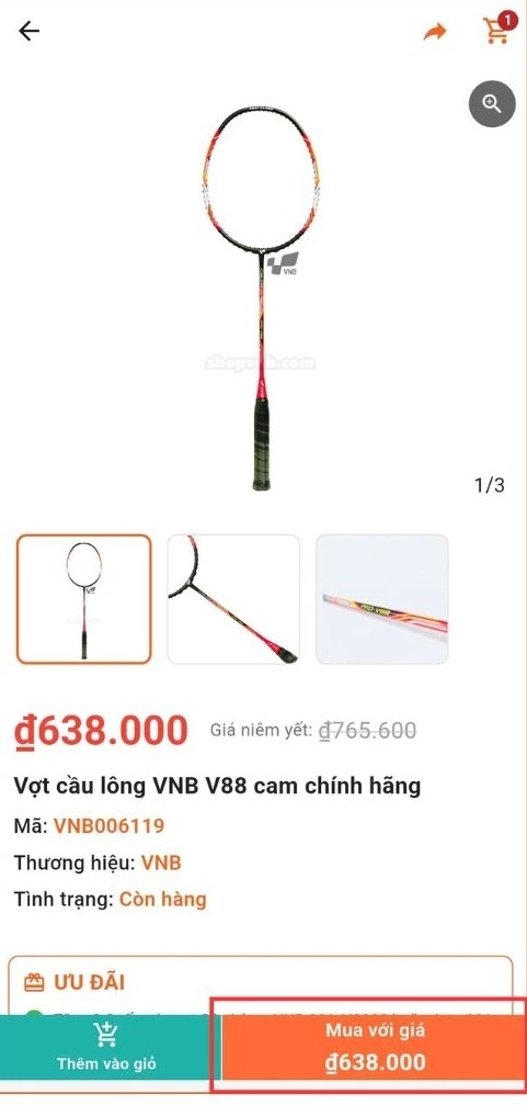 Mua sản phẩm trực tiếp sau khi lựa chọn