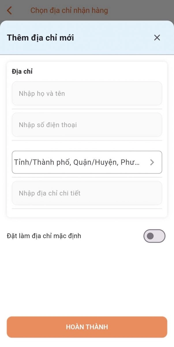 Thêm địa chỉ nhận hàng mới