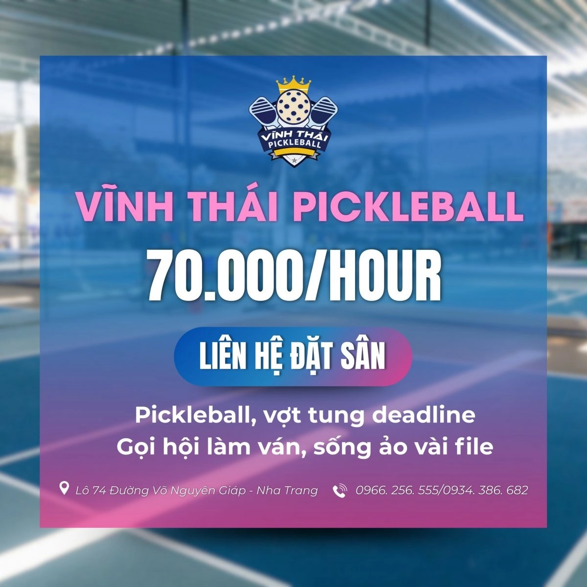 Cập nhật giá thuê sân vĩnh thái pickleball khánh hòa