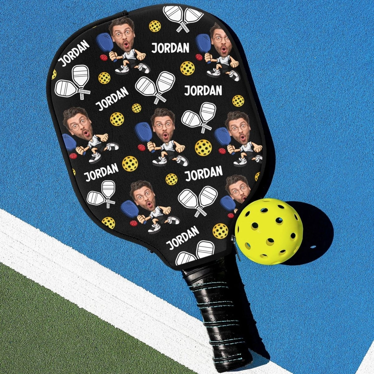 Vợt Pickleball hài hước hình nhân vật người vui nhộn 1