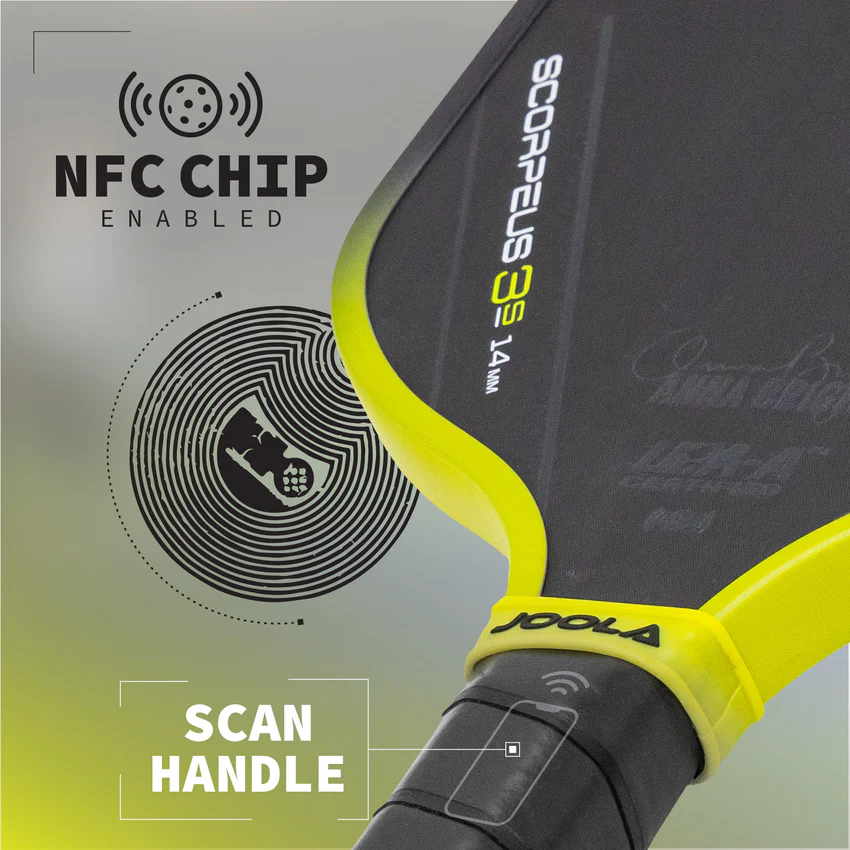 Công nghệ NFC CHIP ACCESIBLE trênVợt Pickleball Joola Anna Bright Scorpeus 3S 14mm chính hãng