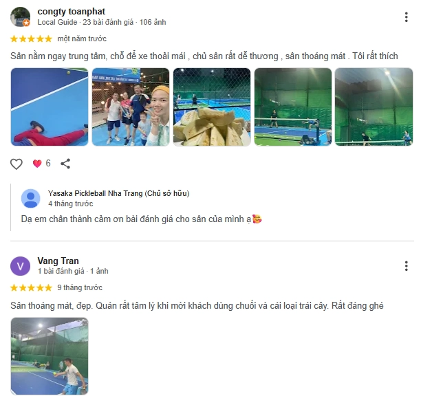 Đánh giá của người chơi tại sân Yasaka Pickleball Nha Trang