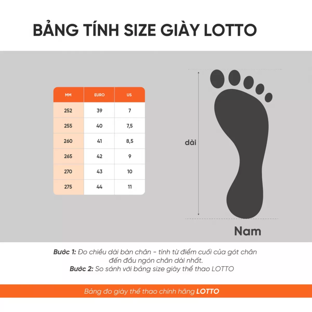 Bảng size giày Pickleball Lotto