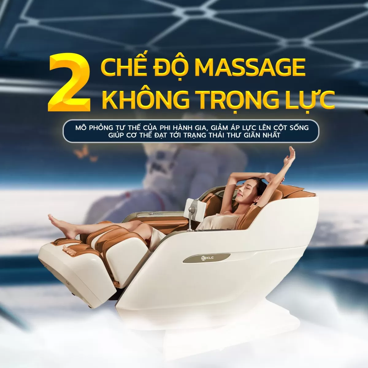 Chế độ không trọng lực của Ghế Massage Klc K36 Cam – Trắng
