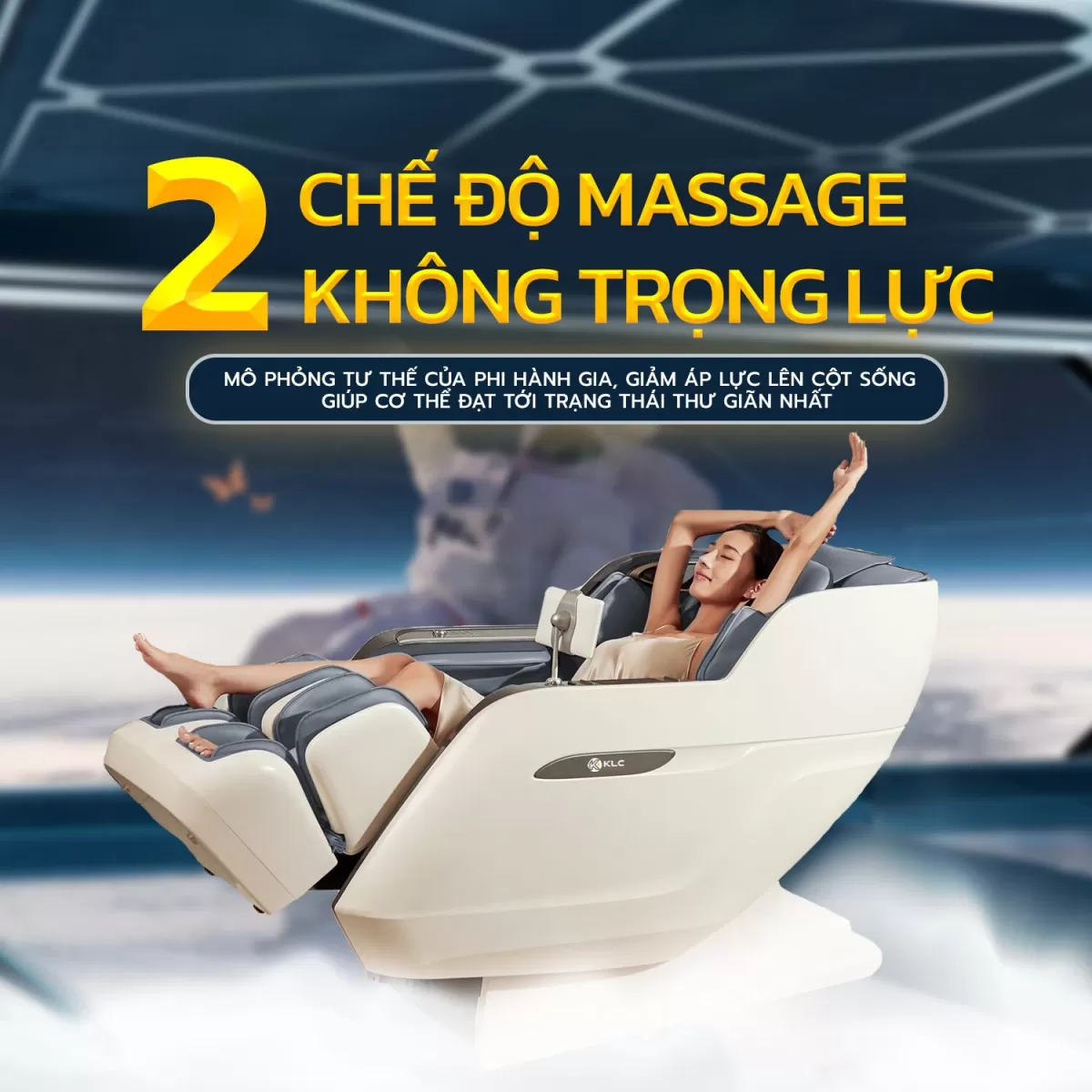 Chế độ không trọng lực của Ghế Massage Klc K36 Xám-Trắng