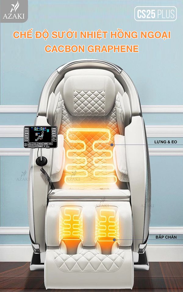 Chế độ sưởi nhiệt hồng ngoại của Ghế Massage Azaki CS25 Plus - Đen chính hãng