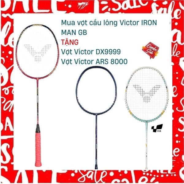 Combo Mua Vợt Cầu Lông Victor IRON MAN GB Tặng Vợt Victor ARS 8000 + Vợt Victor DX9999