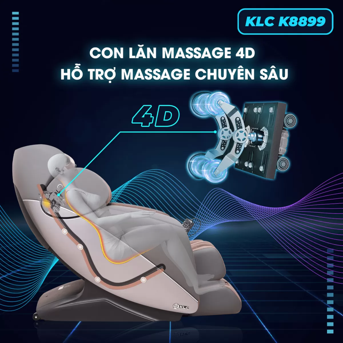 Con lăn massage 4D của Ghế Massage KLC K8899