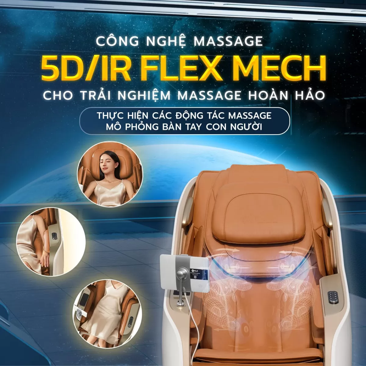 Công nghệ 5D của Ghế Massage Klc K36 Cam – Trắng