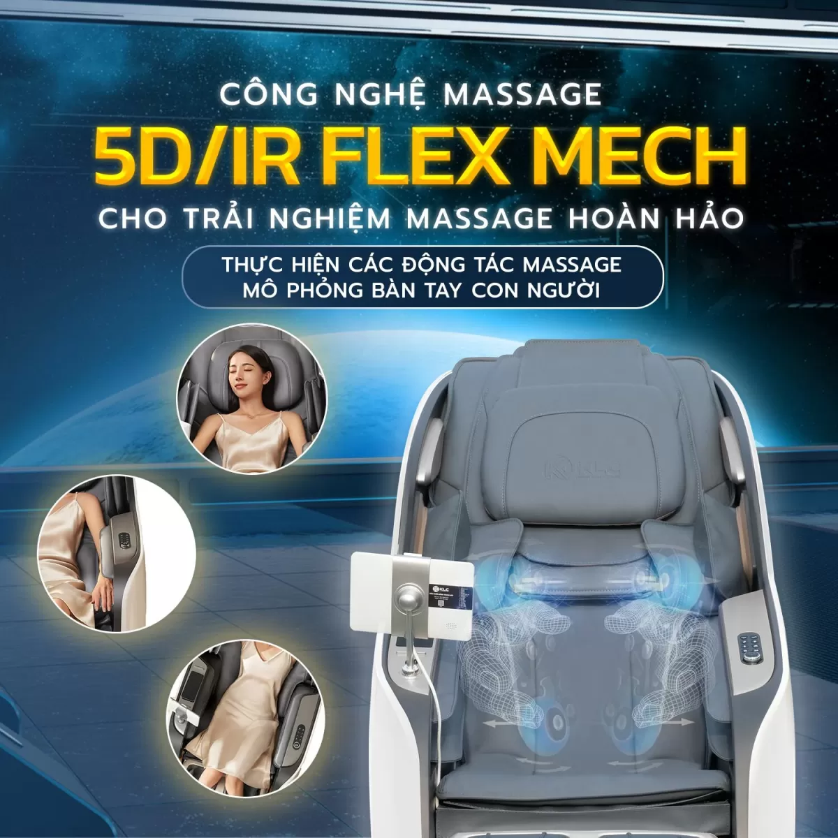 Công nghệ 5D của Ghế Massage Klc K36 Xám-Trắng
