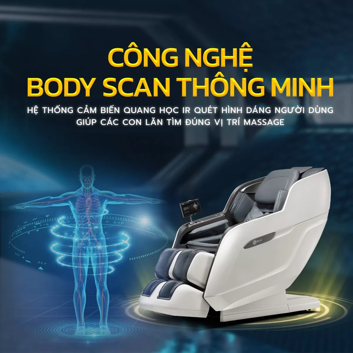 Công nghệ Body Scan của Ghế Massage Klc K36 Xám-Trắng