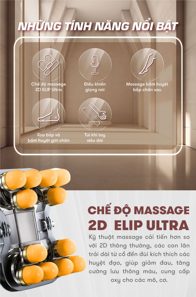 Công nghệ massage 2D của Ghế Massage Elip D5 NEW