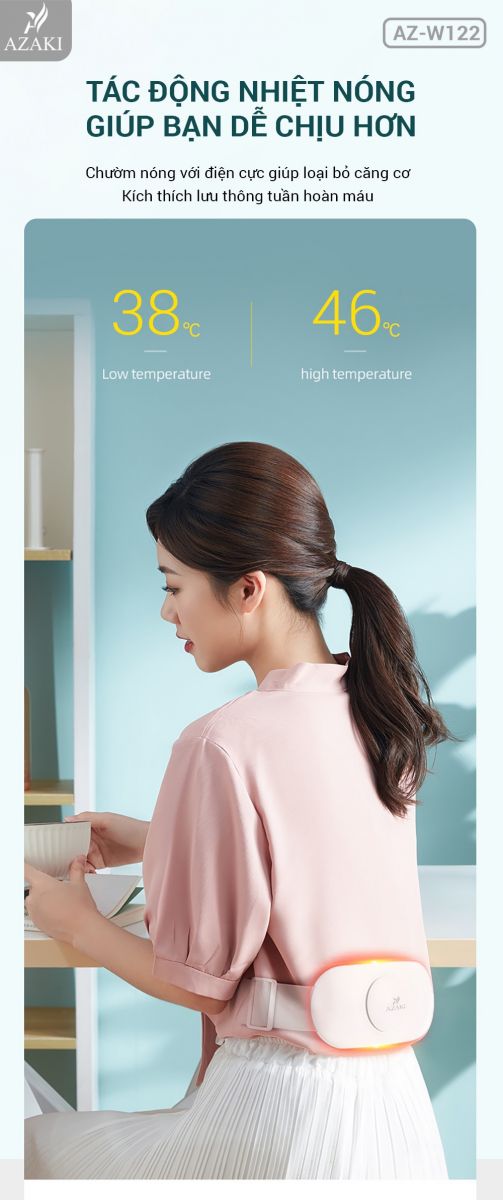 Công nghệ nhiệt nóng của Máy Massage Lưng & Bụng Azaki W122 chính hãng