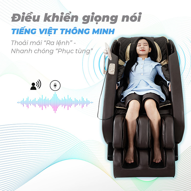 điều khiển bằng giọng nói thông minh của Ghế massage Queen Crown QC FX5