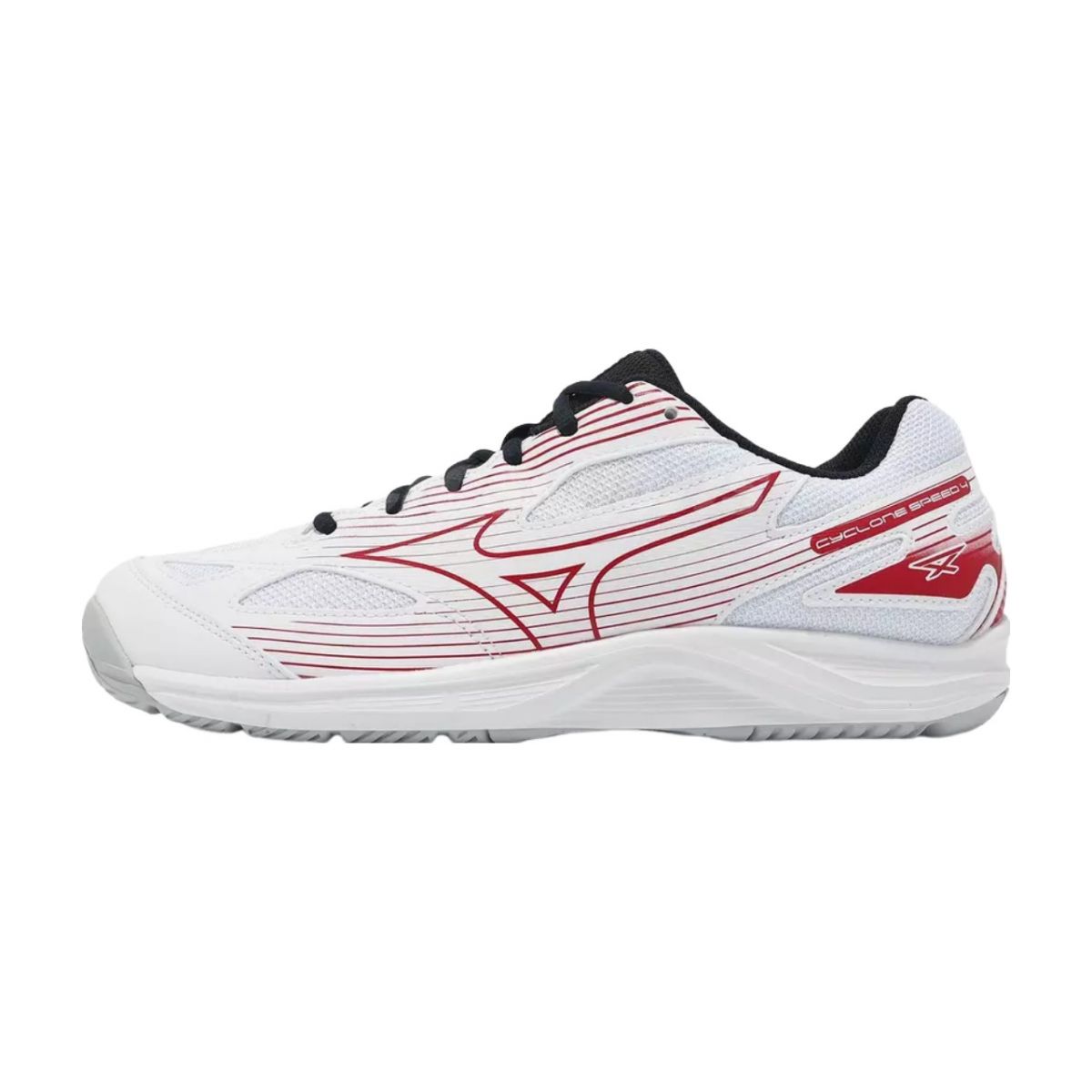 Giày Cầu Lông Mizuno Cyclone Speed 4 - Trắng Đỏ Đen Chính Hãng (V1GA238096)