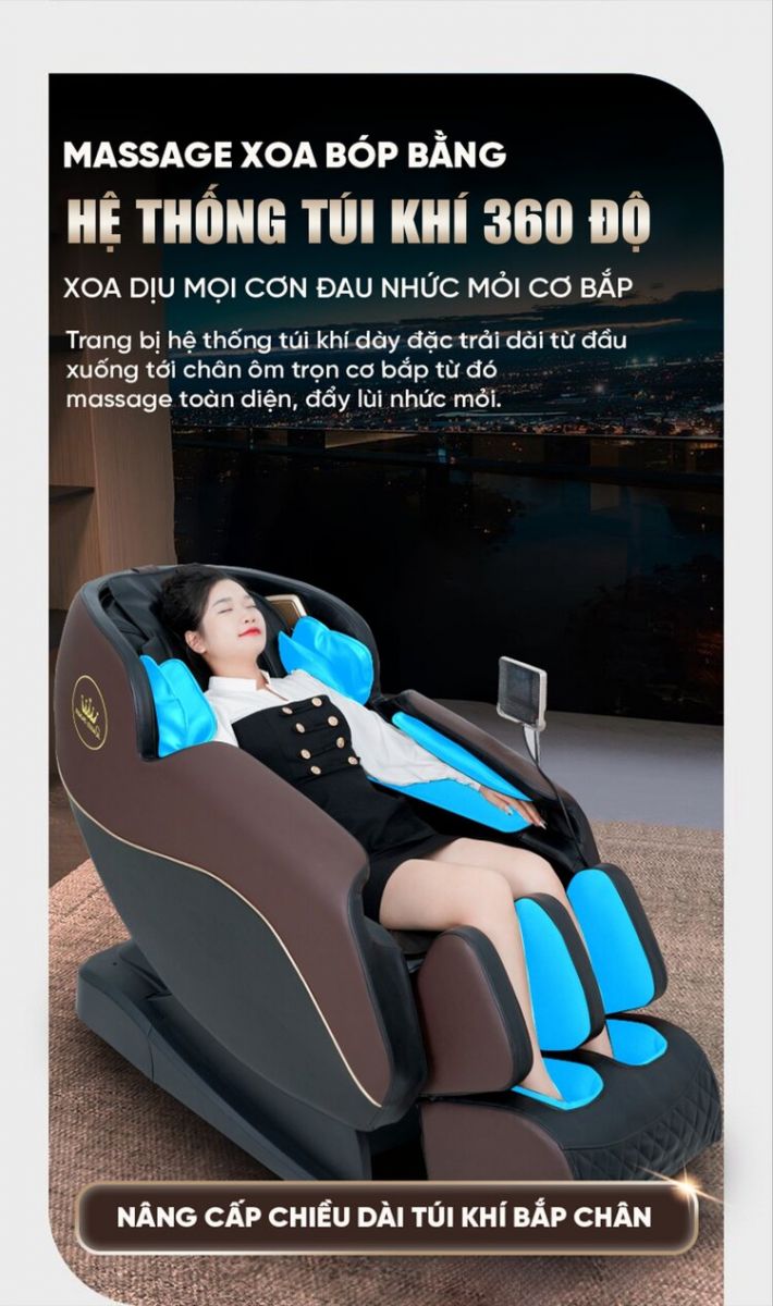 Hệ thống túi khí 360 độ của Ghế massage Queen Crown QE 79