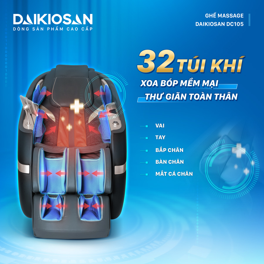 Hệ thống túi khí của Ghế Massage Daikiosan DC105