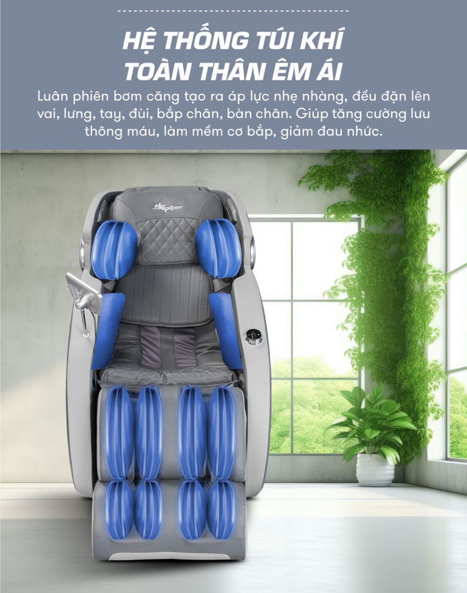 Hệ thống túi khí của ghế massage Elip E4