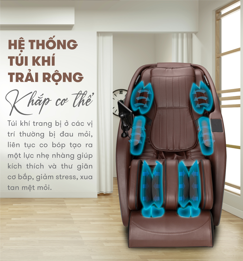Hệ thống túi khí của Ghế Massage Elip E6